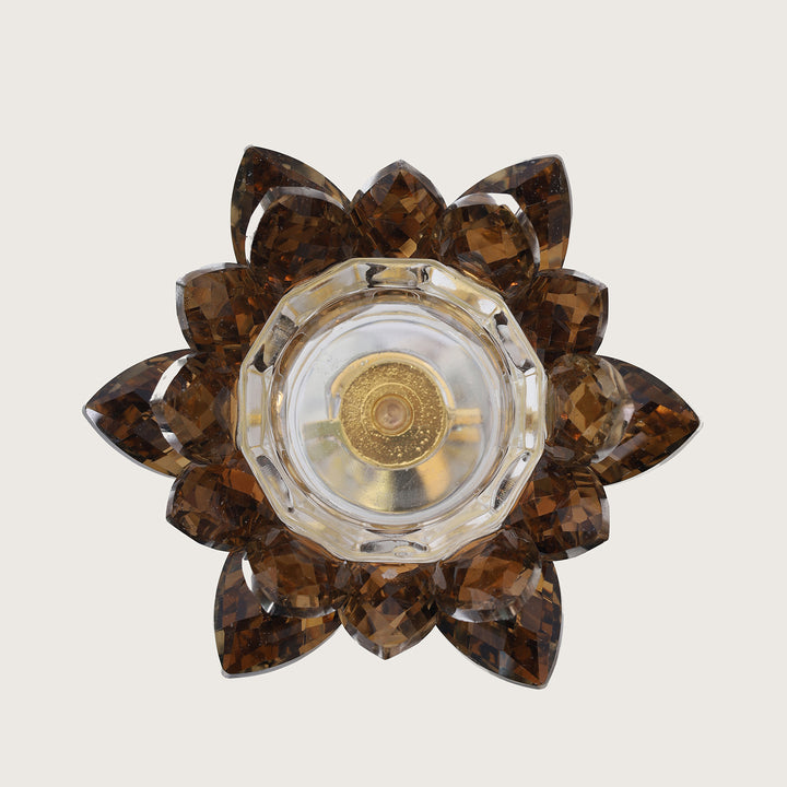 Lotus Votive Crystal & Metal Candle Stand