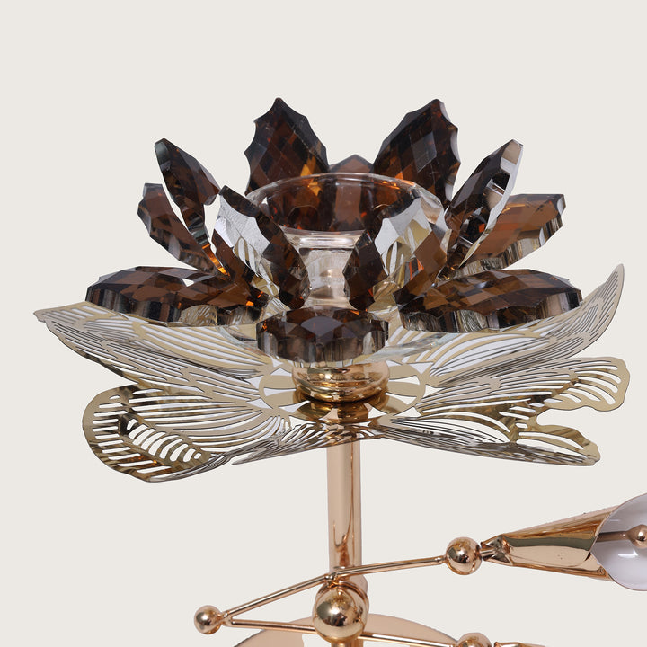 Lotus Votive Crystal & Diamonds Candle Stand