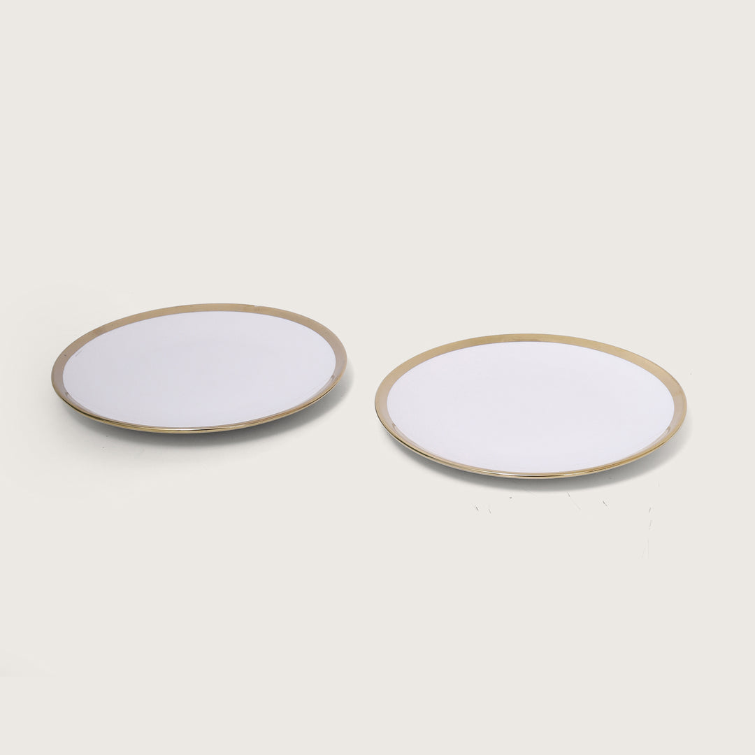 White Plate with Gold Rim Set of 2 - Large