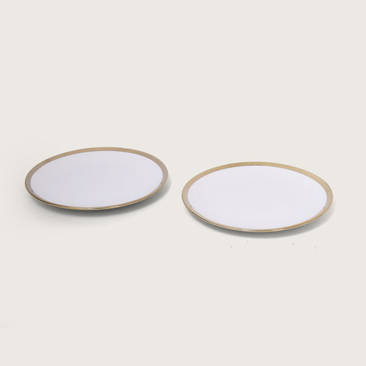 White Plate with Gold Rim Set of 2 - Large