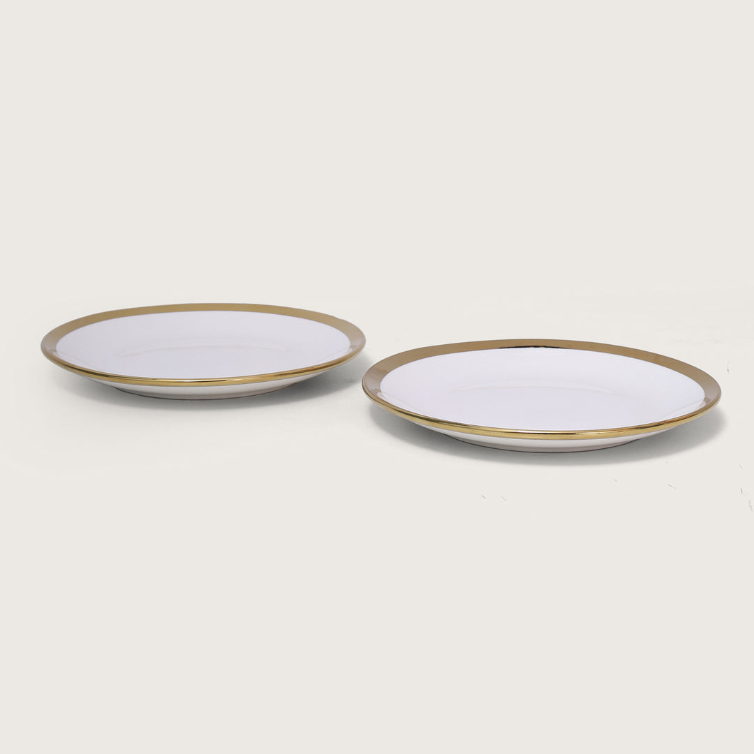 White Plate with Gold Rim Set of 2 - Large