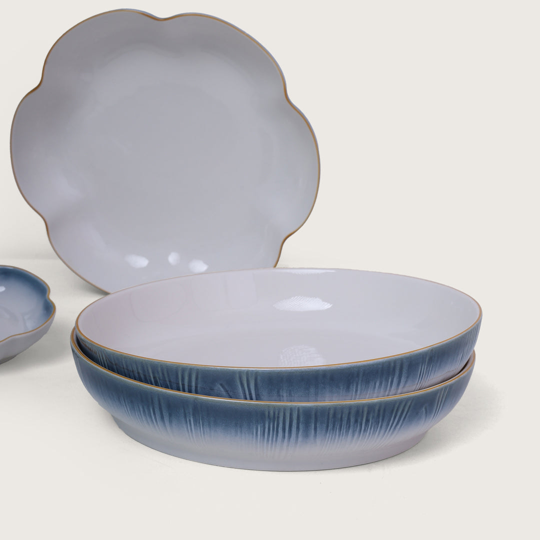 Platter & Bowls Serving Set Blue Set of 8