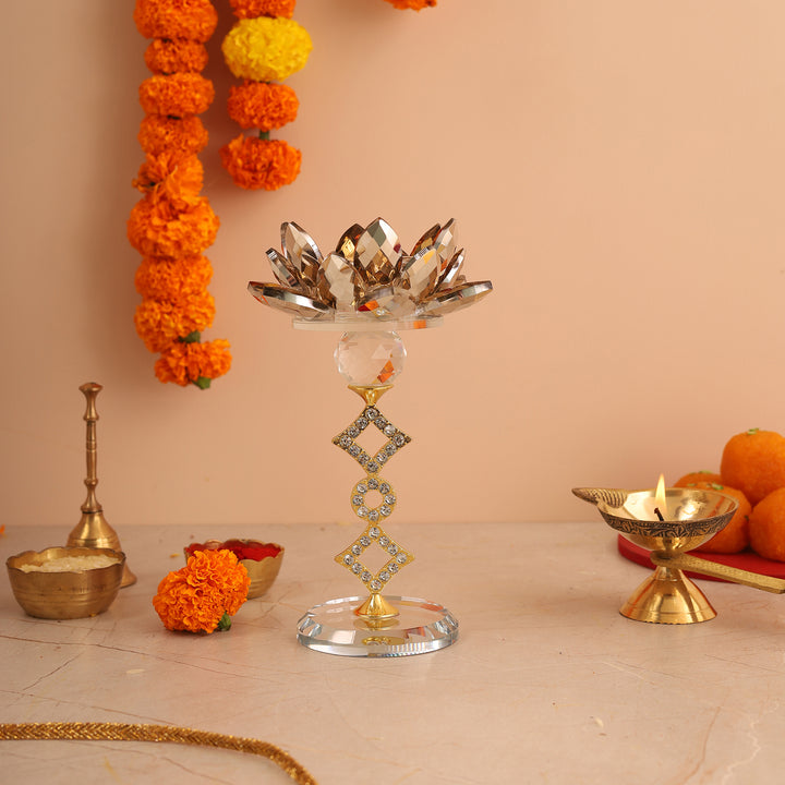 Lotus Votive Crystal ball & Metal Candle Stand