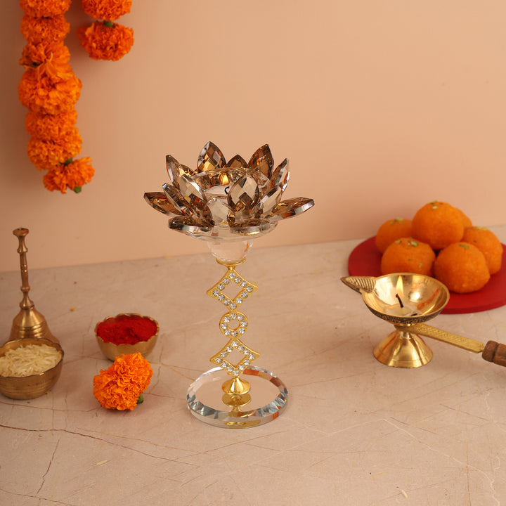 Lotus Votive Crystal ball & Metal Candle Stand