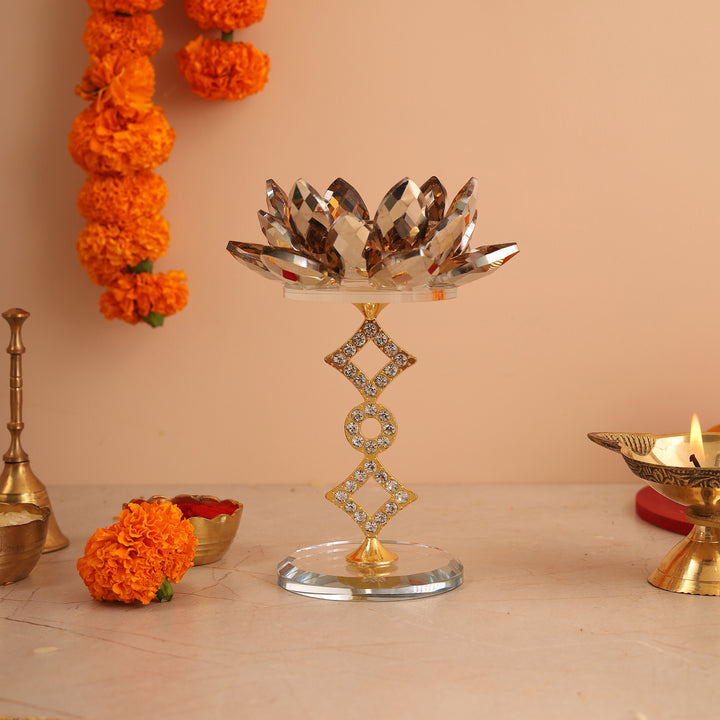 Lotus Votive Crystal & Metal Candle Stand