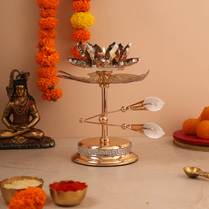 Lotus Votive Crystal & Diamonds Candle Stand