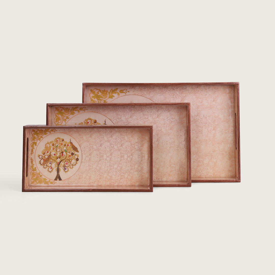 Ornate Tree of Life Trays - Set of 3