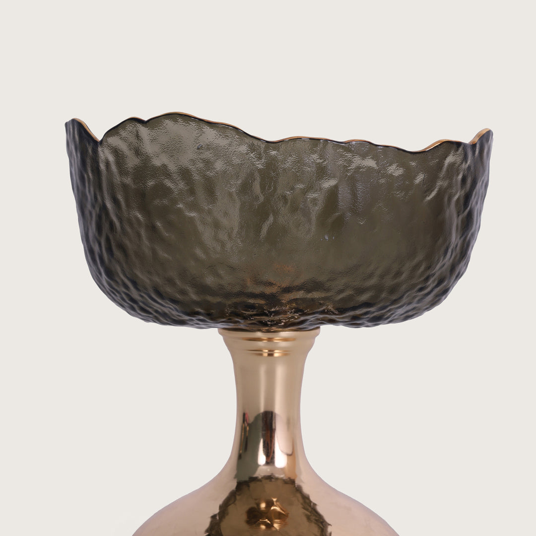 Fiesta Wave Textured Glass Fruit Bowl Grey Gold