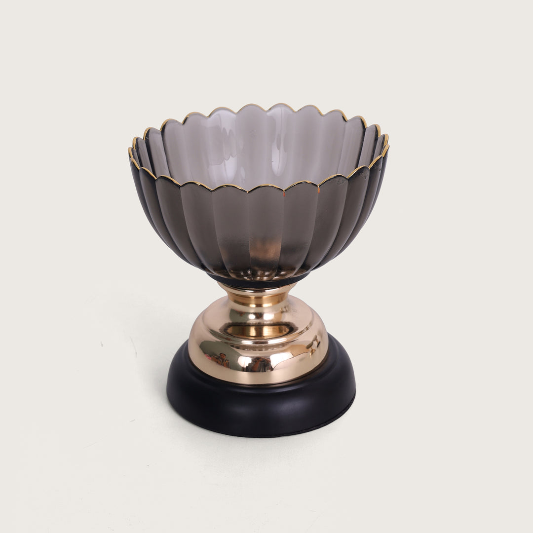 Fiesta Fluted Glass Fruit Bowl Grey Gold