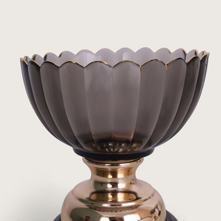 Fiesta Fluted Glass Fruit Bowl Grey Gold