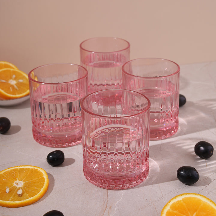 Elysia Pink Whiskey Glasses - Set of 4