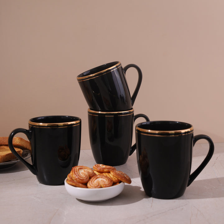 Essential mugs black and gold - set of 4