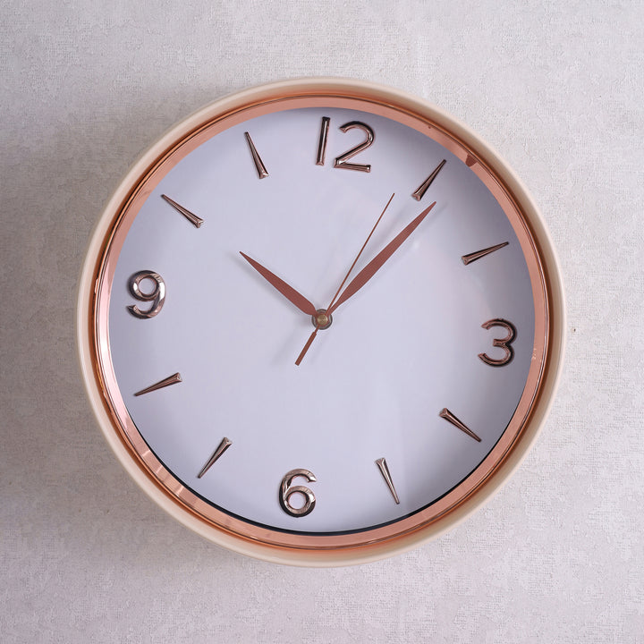 Minimal Wall Clock Beige, White & Rosegold Premium Quality