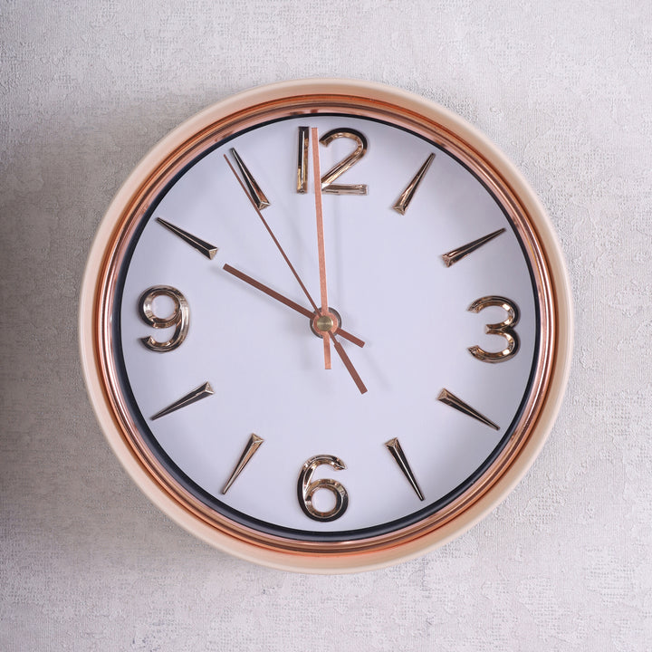 Minimal Wall Clock Beige, White & Rosegold Premium Quality