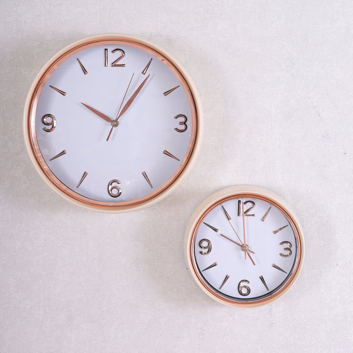 Minimal Wall Clock Beige, White & Rosegold Premium Quality