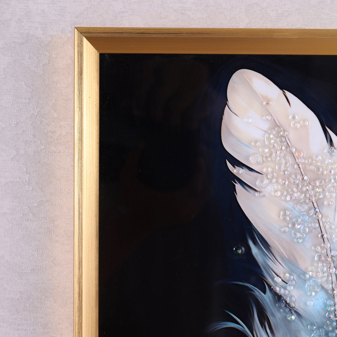 White&Turquoise Wing Crystal Painting 40x50 CM