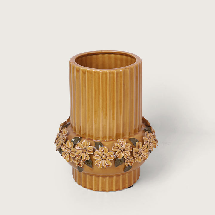 Trendy Ceramic Flower Vase Brown