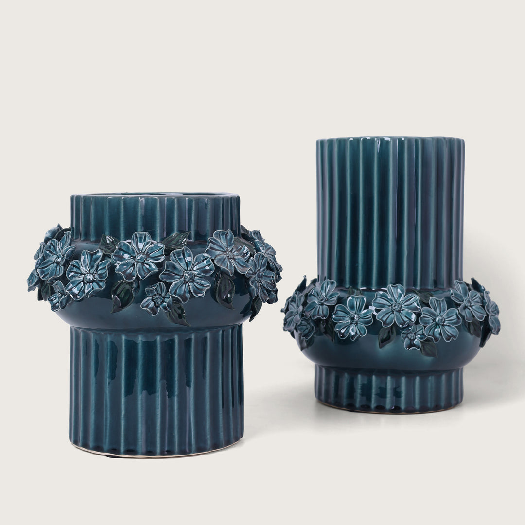 Trendy Ceramic Flower Vase Blue