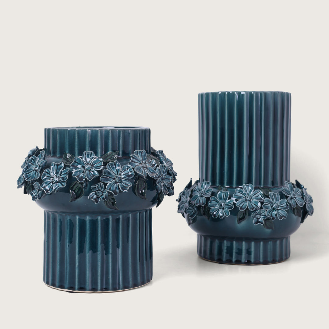 Royal Ceramic Flower Vase Blue