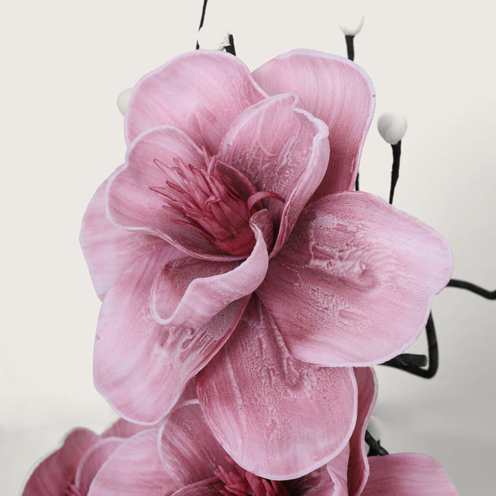 Artificial Light Pink Flower Plant with White Pot