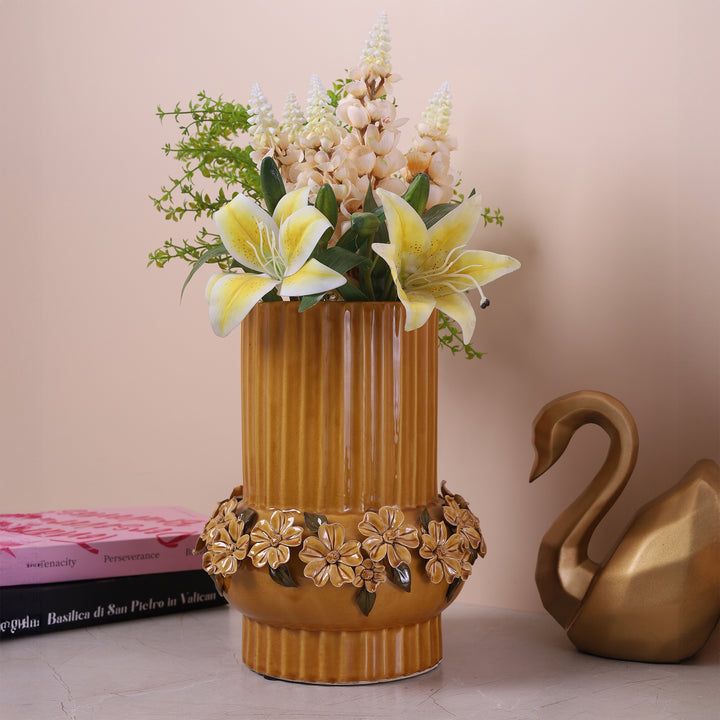 Trendy Ceramic Flower Vase Brown