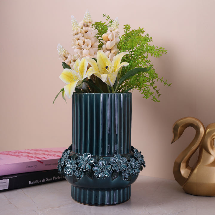 Trendy Ceramic Flower Vase Blue