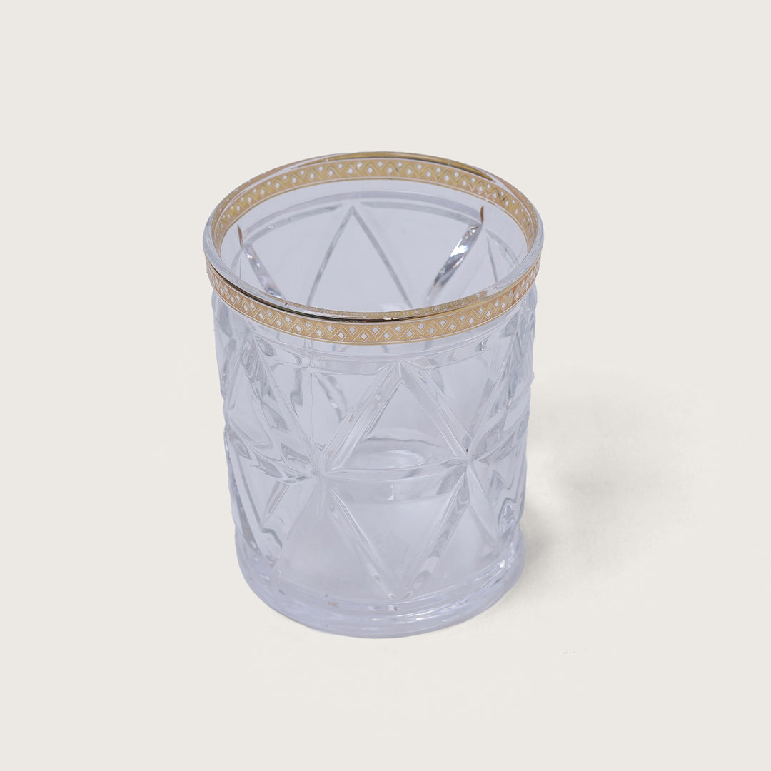 Diamond Cut Glass with Gold Rim Set of 6 Pcs