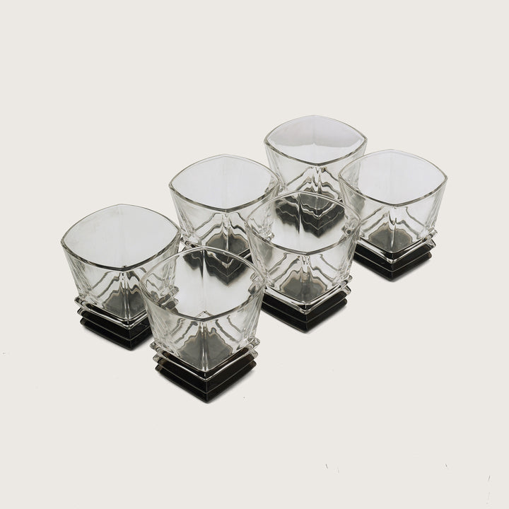 Crystal Whiskey Glass Black Set of 6 Pcs