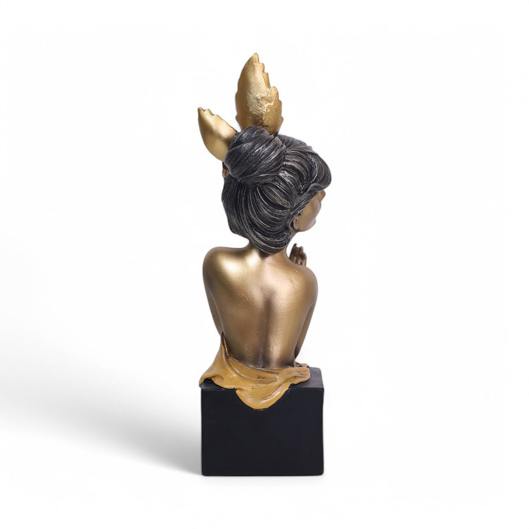 Decorative Female Figurine Statue Gold-Toned - Yellow