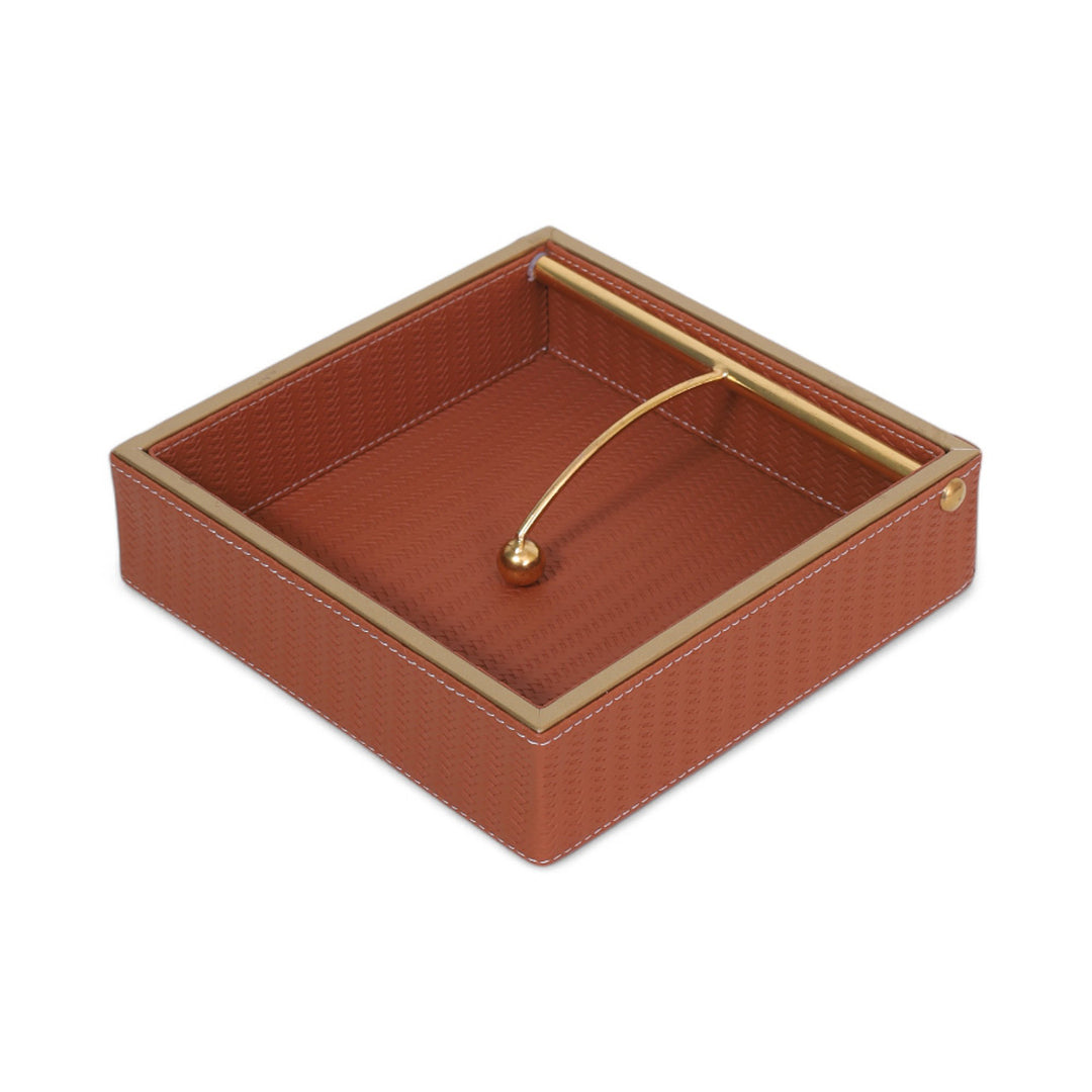 Square Napkin Holder/ Tissue Holder Leather - Tan