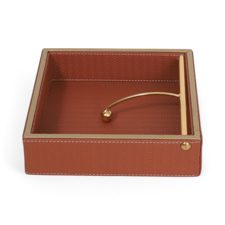 Square Napkin Holder/ Tissue Holder Leather - Tan