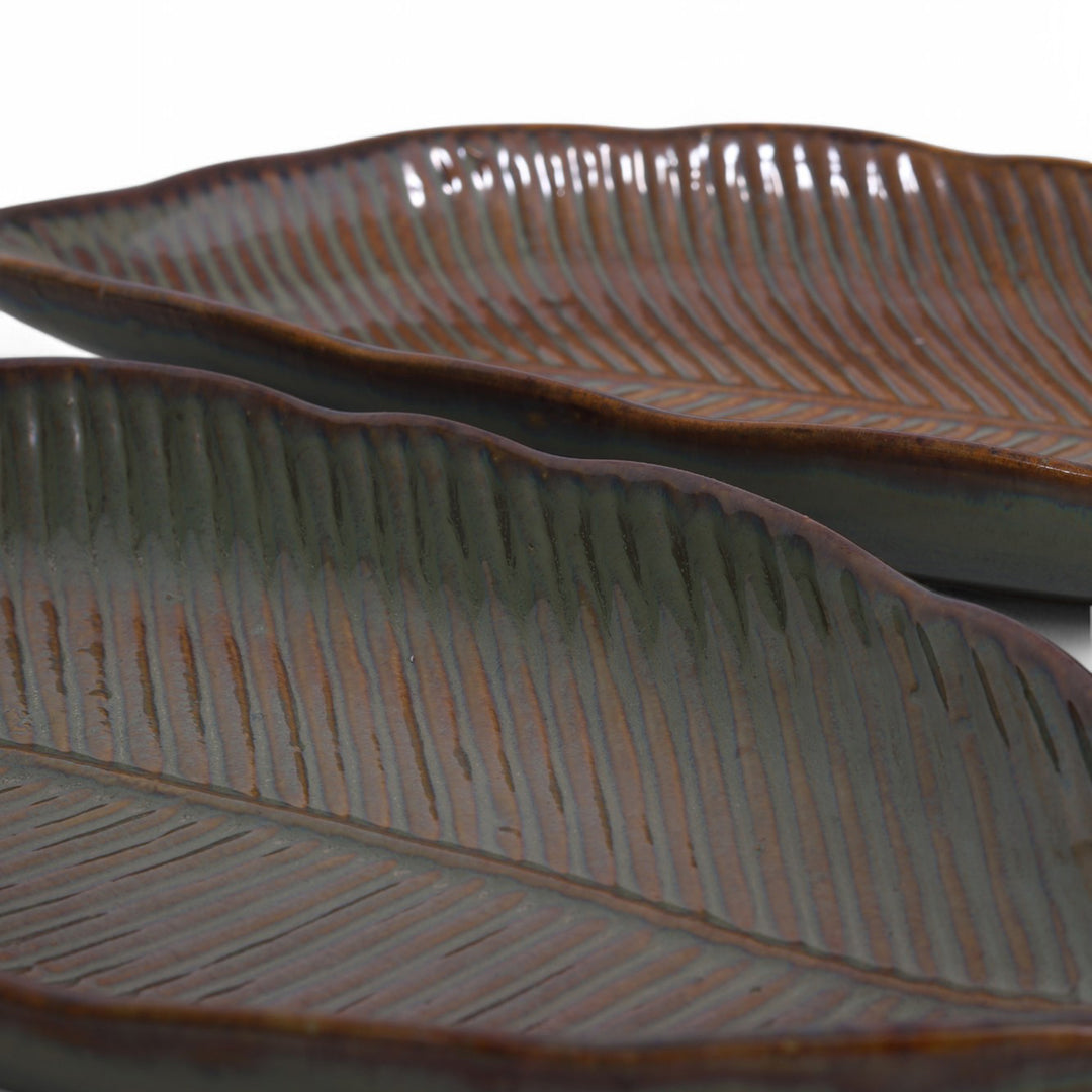 Earth Coll Leaf Serving Platter 40 CM Set of 2