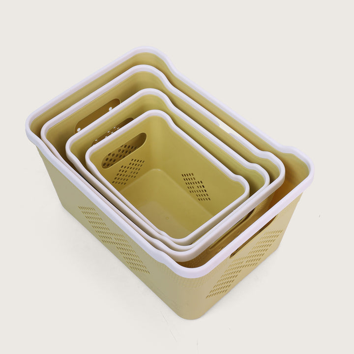 Plastic Storage Basket Set of 4 - Yellow