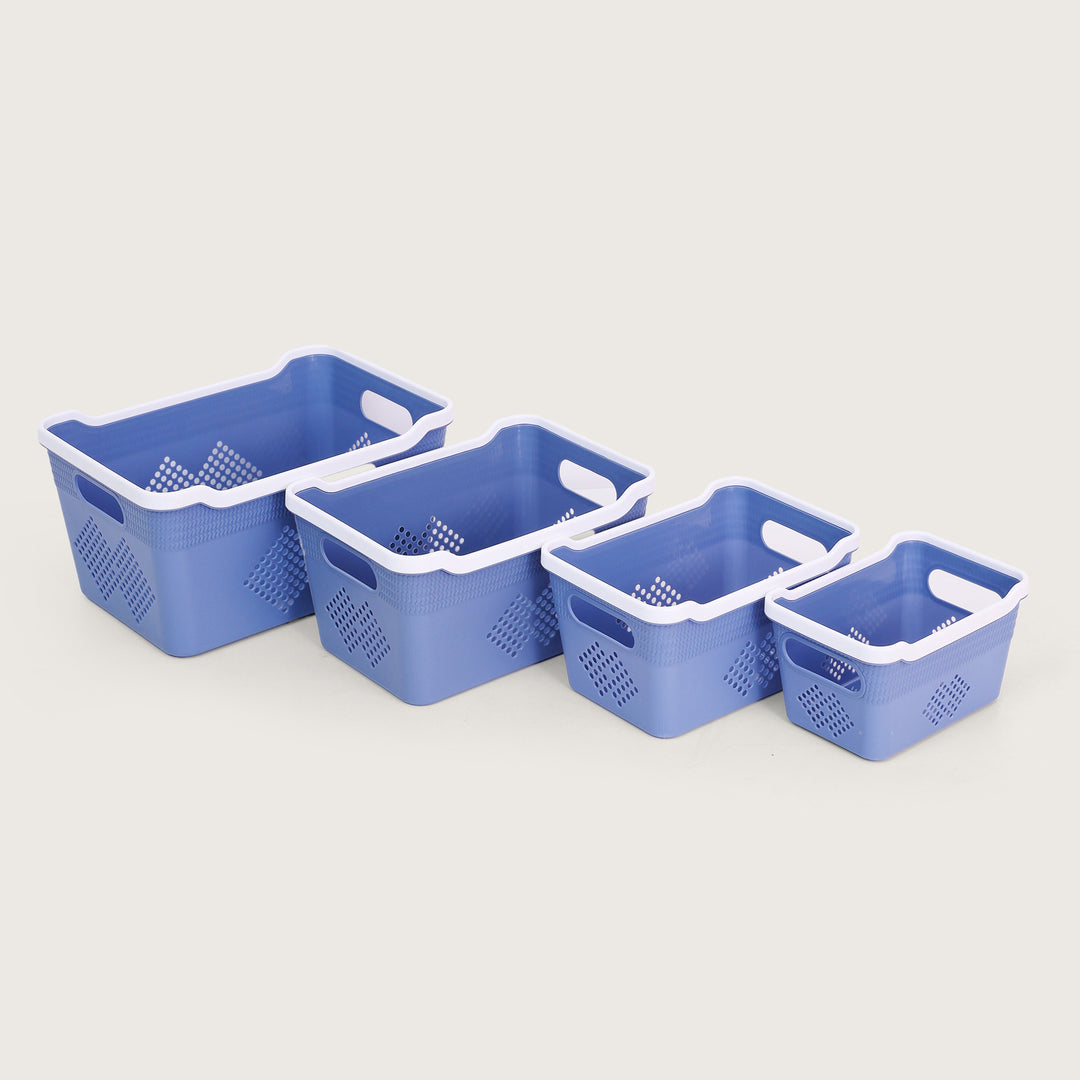 Plastic Storage Basket Set of 4 - Blue