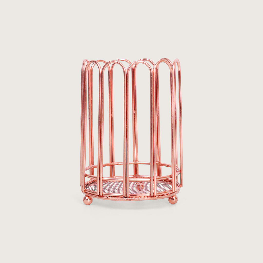 Round Metal Cutlery Holder - Copper