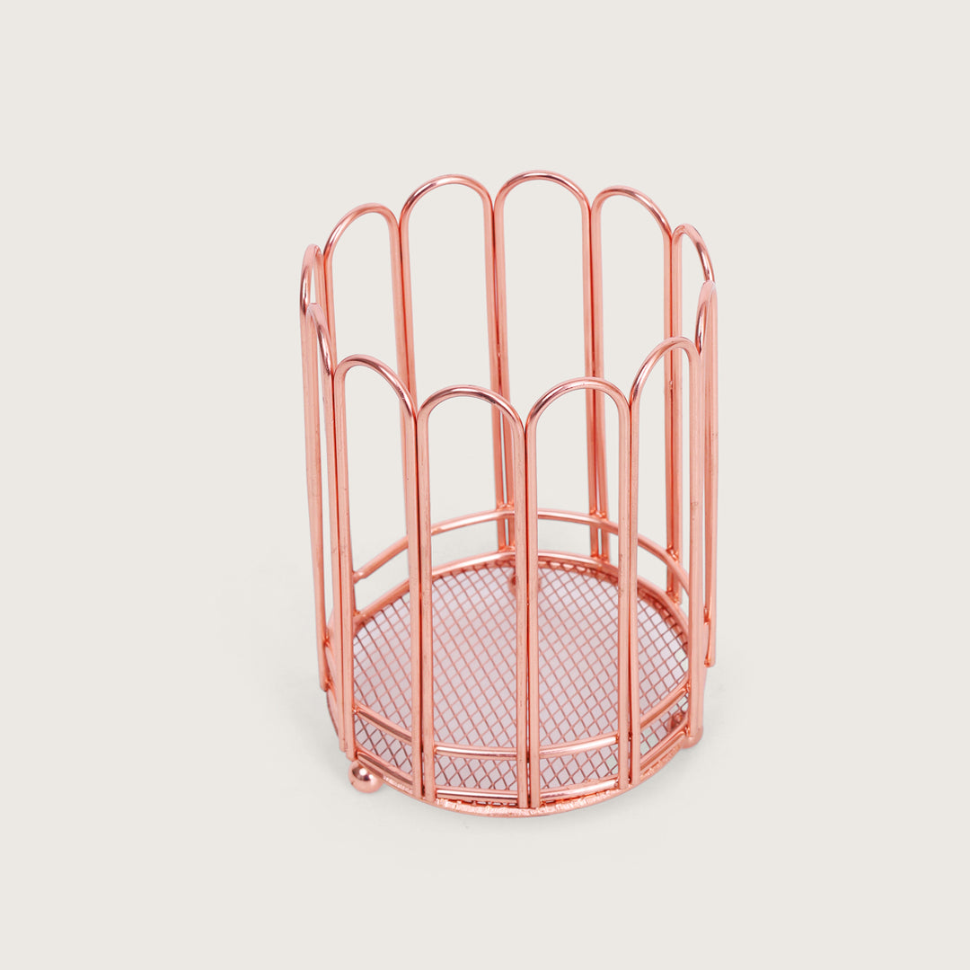 Round Metal Cutlery Holder - Copper