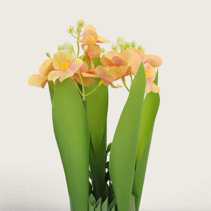 Green Tie Bunch Orchid Artificial Flower - Yellow