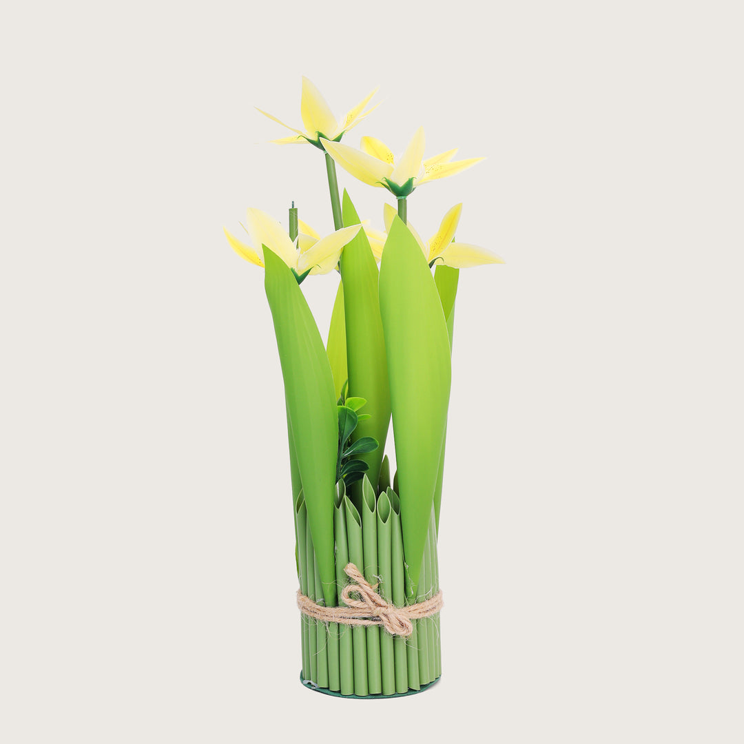 Green Tie Bunch Artificial Flower - Yellow