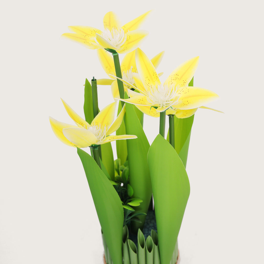 Green Tie Bunch Artificial Flower - Yellow