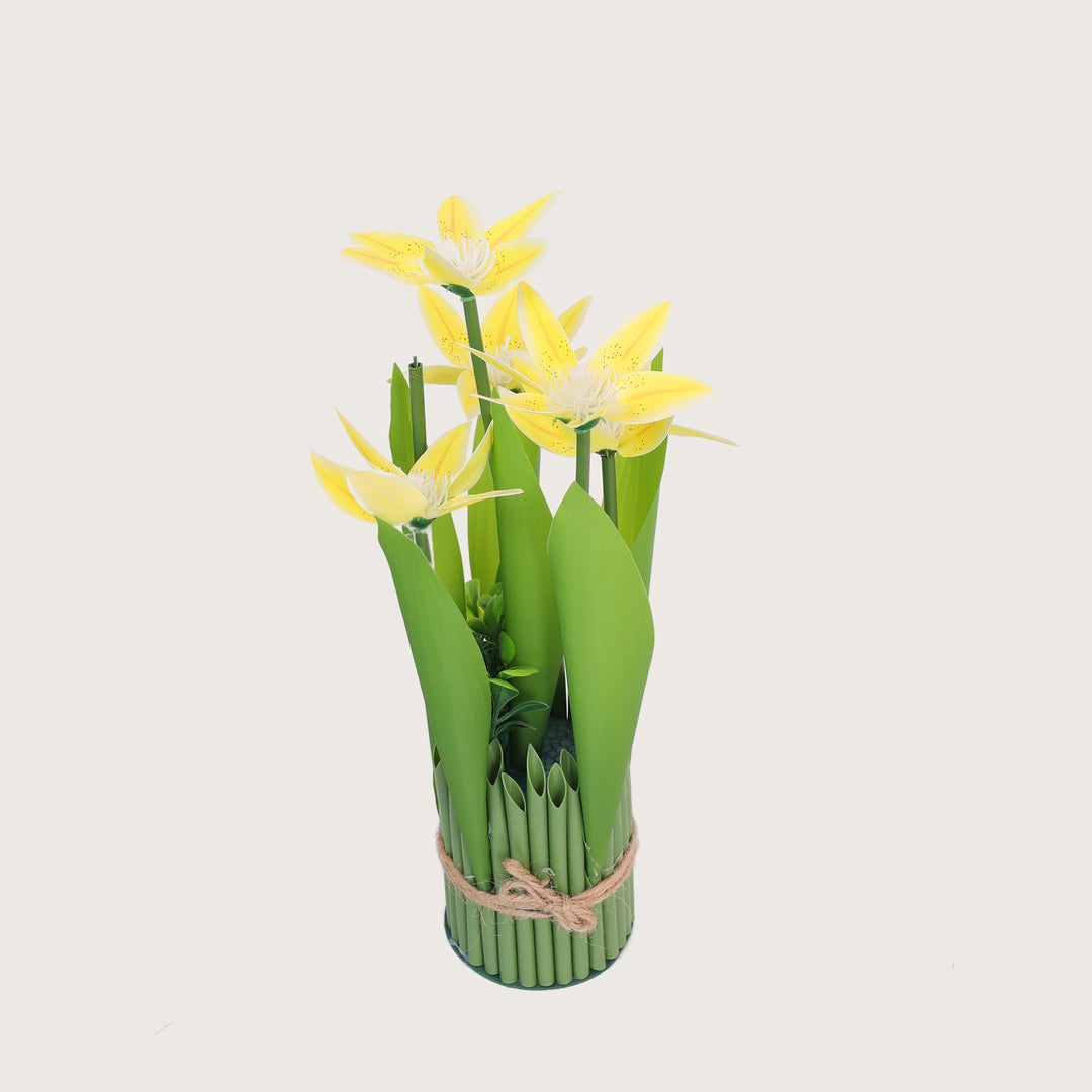 Green Tie Bunch Artificial Flower - Yellow