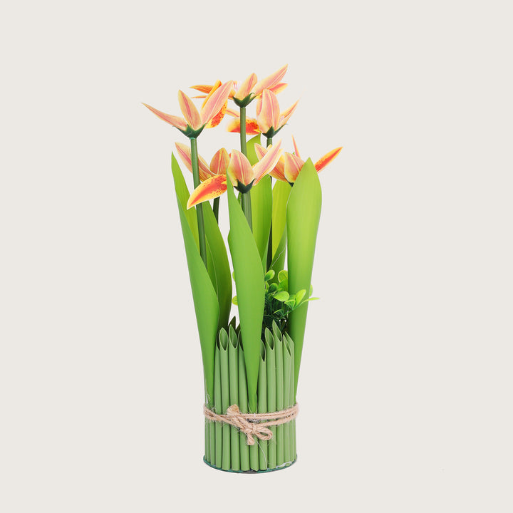 Green Tie Bunch Artificial Flower - Peach