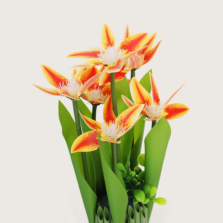 Green Tie Bunch Artificial Flower - Peach