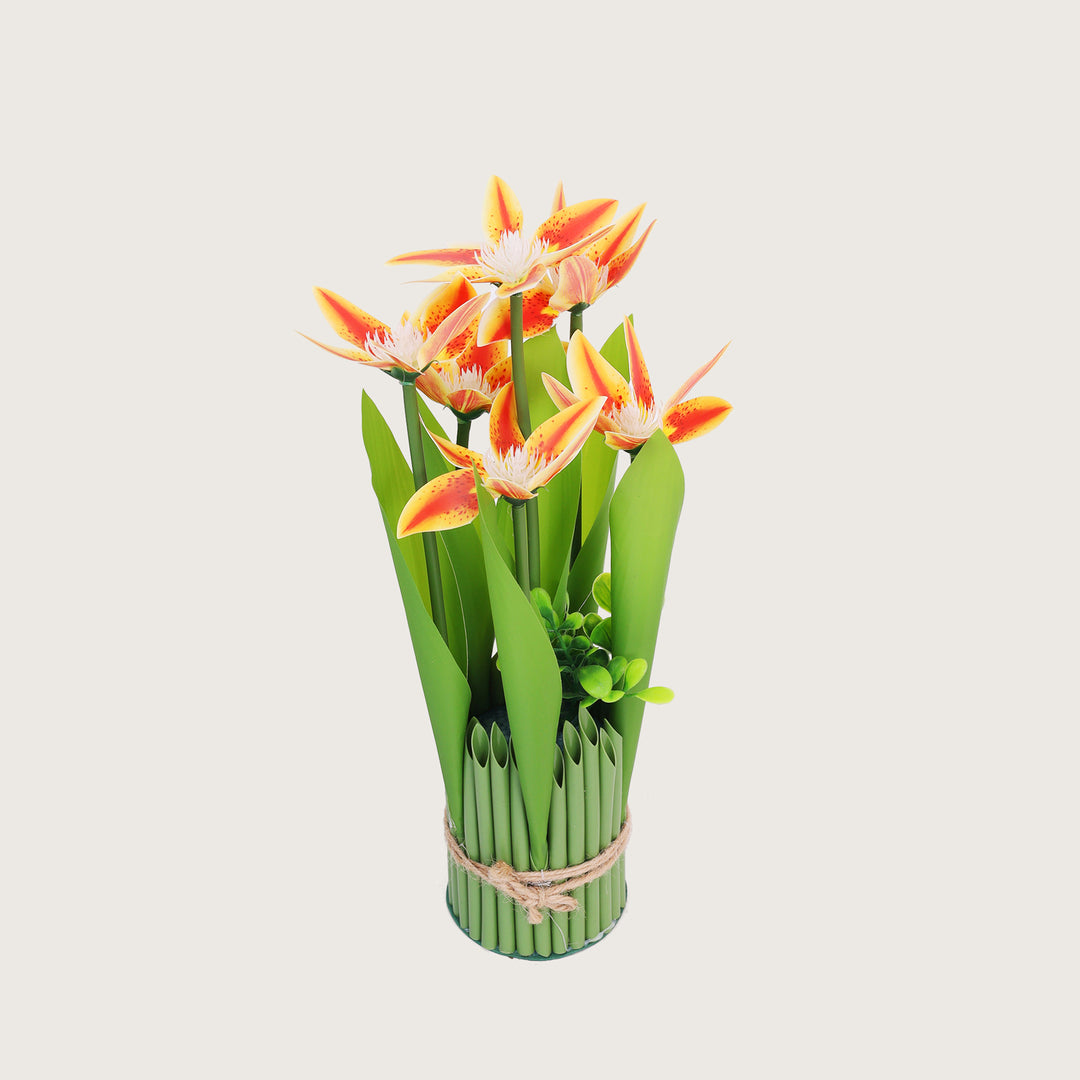 Green Tie Bunch Artificial Flower - Peach