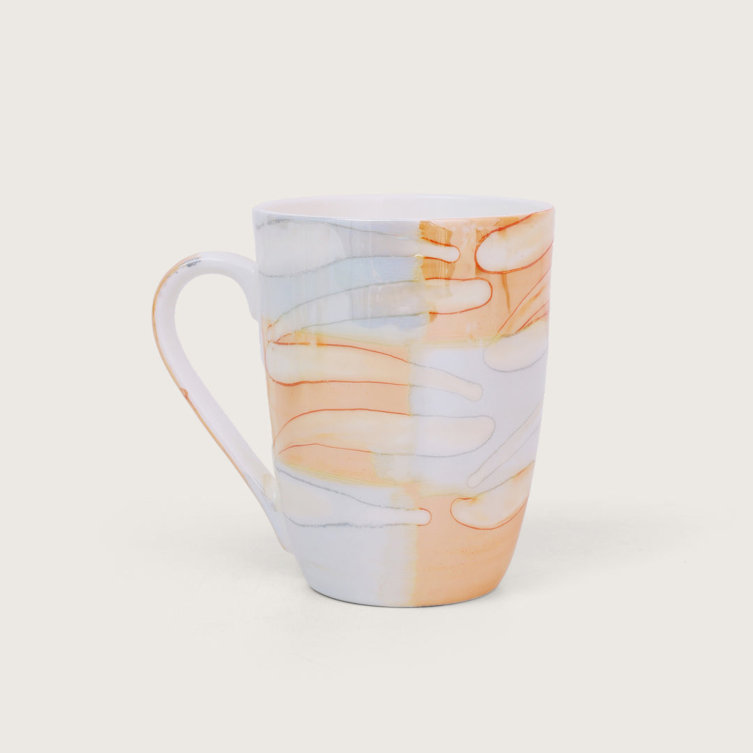 Abstract Texture Printed Ceramic Coffee Mug Set of 4