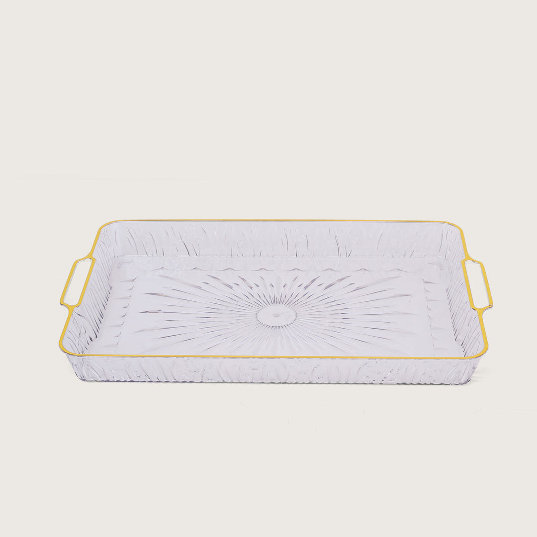 Acrylic Serving Tray Gold Rim Set of 3