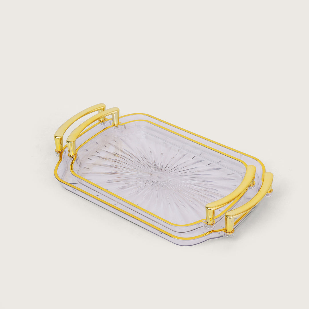 Acrylic Serving Tray Gold Rim Set of 2