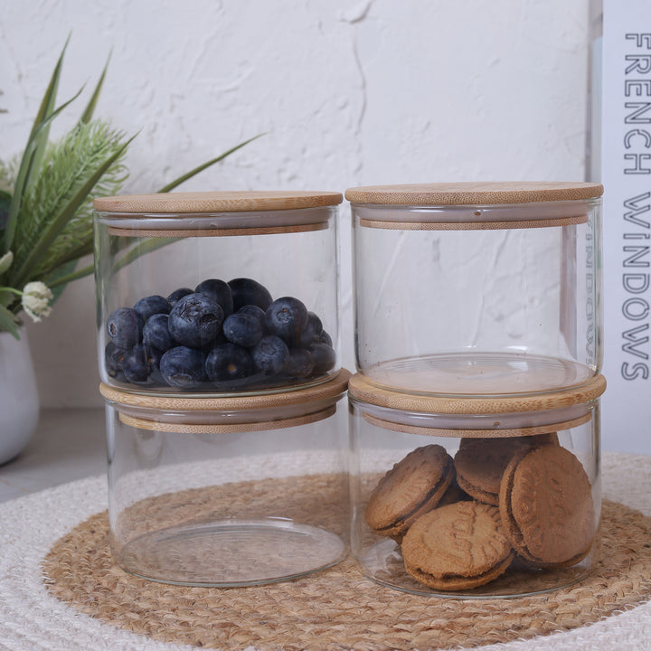 Jar 500ML with Bamboo Lid Set of 4