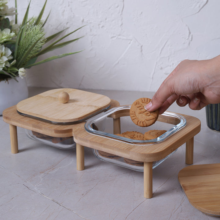 Dried Fruits Jar 400ML with Table Tray Set of 2