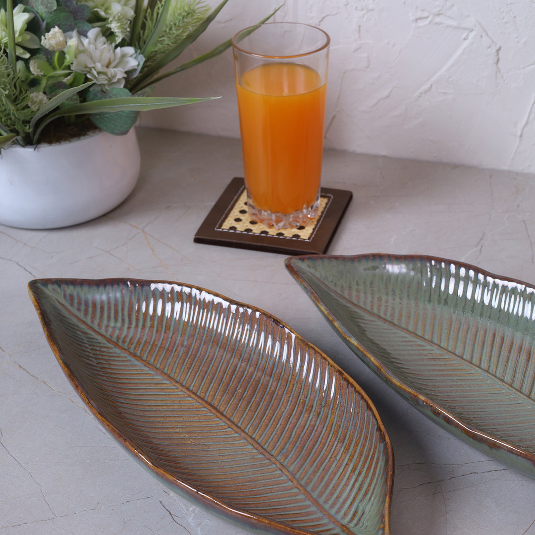 Earth Coll Leaf Serving Platter 40 CM Set of 2