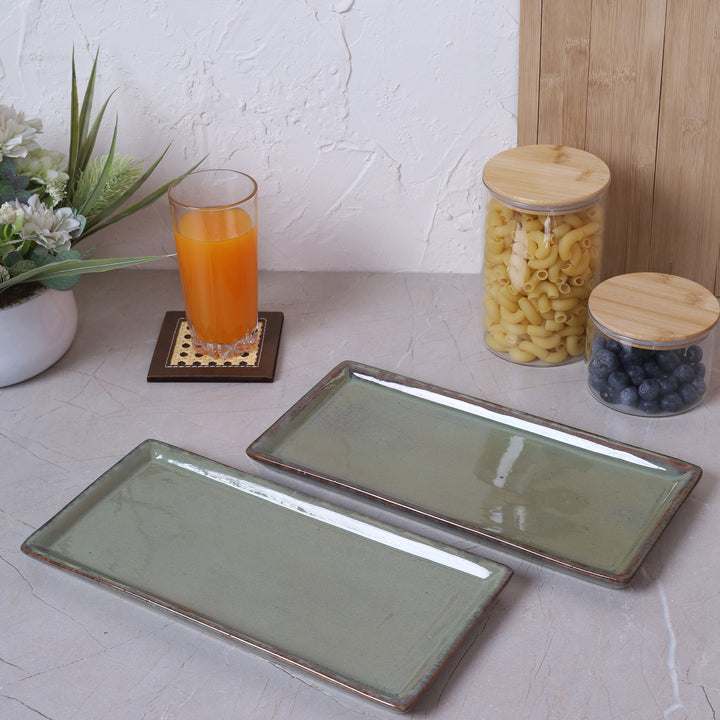 Earth Coll Rectangle Serving Platter 30x15 CM Set of 2